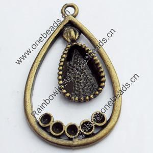 Zinc Alloy Pendant Settings, Outside diameter:22x33mm Interior diameter:7x12mm, Sold by Bag