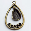 Zinc Alloy Pendant Settings, Outside diameter:22x33mm Interior diameter:7x12mm, Sold by Bag