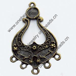 Zinc Alloy Pendant Settings, Outside diameter:24x41mm, Interior diameter:6mm, Sold by Bag