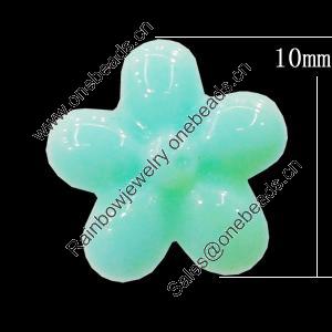 Imitate Jade Resin Cabochons, Flower 10mm, Sold by Bag