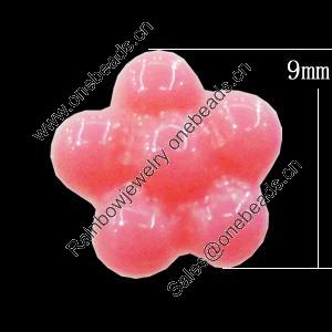 Imitate Jade Resin Cabochons, Flower 9mm, Sold by Bag