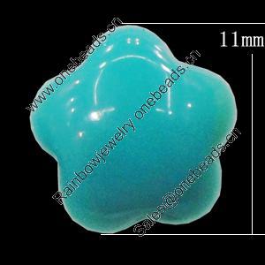 Imitate Jade Resin Cabochons, Flower 11mm, Sold by Bag