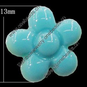 Imitate Jade Resin Cabochons, Flower 13mm, Sold by Bag