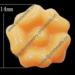 Imitate Jade Resin Cabochons, Flower 14mm, Sold by Bag