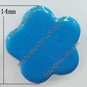 Imitate Jade Resin Cabochons, Flower 14mm, Sold by Bag