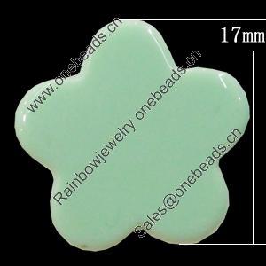 Imitate Jade Resin Cabochons, Flower 17mm, Sold by Bag