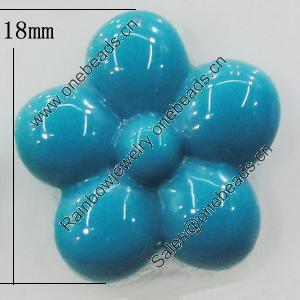 Imitate Jade Resin Cabochons, Flower 18mm, Sold by Bag