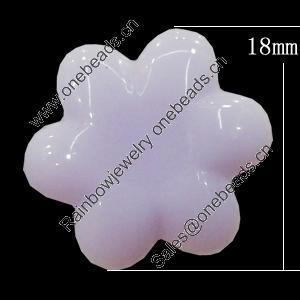 Imitate Jade Resin Cabochons, Flower 18mm, Sold by Bag