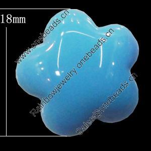 Imitate Jade Resin Cabochons, Flower 18mm, Sold by Bag