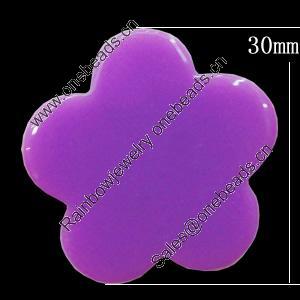 Imitate Jade Resin Cabochons, Flower 30mm, Sold by Bag