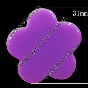 Imitate Jade Resin Cabochons, Flower 31mm, Sold by Bag