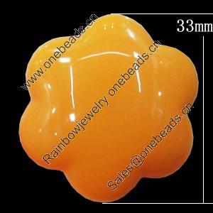 Imitate Jade Resin Cabochons, Flower 33mm, Sold by Bag