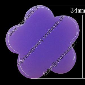 Imitate Jade Resin Cabochons, Flower 34mm Sold by Bag