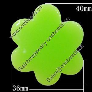 Imitate Jade Resin Cabochons, Flower 36x40mm Sold by Bag