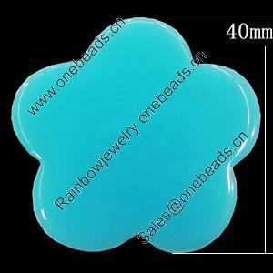 Imitate Jade Resin Cabochons, Flower 40mm Sold by Bag