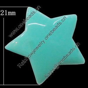 Imitate Jade Resin Cabochons, Star 21mm Sold by Bag