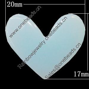 Imitate Jade Resin Cabochons, Heart 17x20mm Sold by Bag