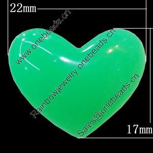 Imitate Jade Resin Cabochons, Heart 17x22mm Sold by Bag