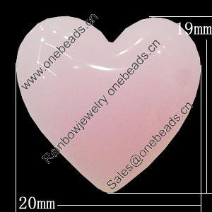 Imitate Jade Resin Cabochons, Heart 20x19mm Sold by Bag