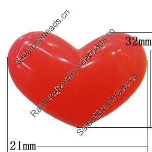 Imitate Jade Resin Cabochons, Heart 32x21mm Sold by Bag