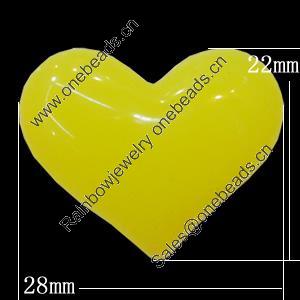 Imitate Jade Resin Cabochons, Heart 28x22mm Sold by Bag