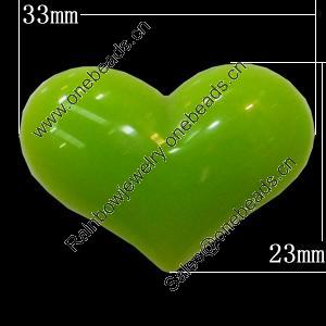 Imitate Jade Resin Cabochons, Heart 33x23mm Sold by Bag
