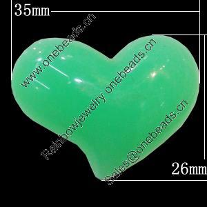 Imitate Jade Resin Cabochons, Heart 35x26mm Sold by Bag