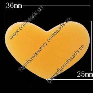 Imitate Jade Resin Cabochons, Heart 36x25mm Sold by Bag