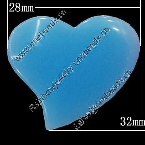 Imitate Jade Resin Cabochons, Heart 32x28mm Sold by Bag
