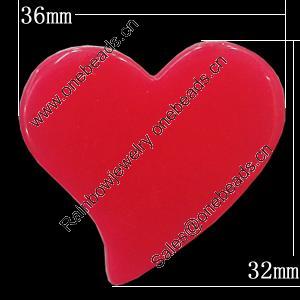 Imitate Jade Resin Cabochons, Heart 36x32mm Sold by Bag