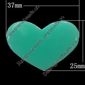 Imitate Jade Resin Cabochons, Heart 37x25mm Sold by Bag
