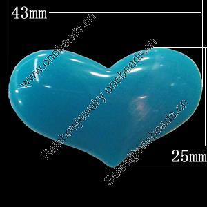 Imitate Jade Resin Cabochons, Heart 43x25mm Sold by Bag