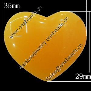 Imitate Jade Resin Cabochons, Heart 35x29mm Sold by Bag