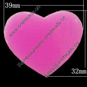 Imitate Jade Resin Cabochons, Heart 39x32mm Sold by Bag
