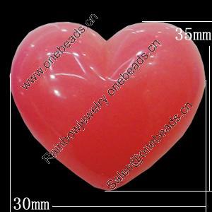 Imitate Jade Resin Cabochons, Heart 35x30mm Sold by Bag