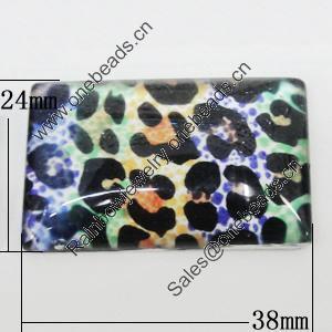 Resin Cabochons, No-Hole Jewelry findings, Rectangle 38x24mm, Sold by Bag