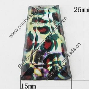 Resin Cabochons, No-Hole Jewelry findings, Faceted Trapezia 15x25mm, Sold by Bag  