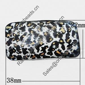 Resin Cabochons, No-Hole Jewelry findings, Faceted Rectangle 38x22mm, Sold by Bag  