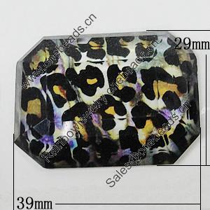 Resin Cabochons, No-Hole Jewelry findings, Faceted Polygon 39x29mm, Sold by Bag  