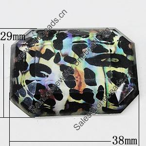 Resin Cabochons, No-Hole Jewelry findings, Faceted Polygon 38x29mm, Sold by Bag