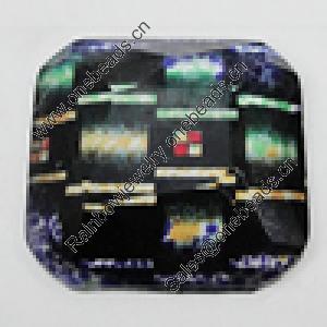 Resin Cabochons, No-Hole Jewelry findings, Faceted Rectangle 44x32mm, Sold by Bag  