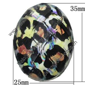 Resin Cabochons, No-Hole Jewelry findings, Faceted Flat Oval 25x35mm, Sold by Bag  