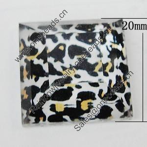 Resin Cabochons, No-Hole Jewelry findings, Faceted Square 20mm, Sold by Bag  