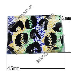 Resin Cabochons, No-Hole Jewelry findings, Faceted Rectangle 45x32mm, Sold by Bag  