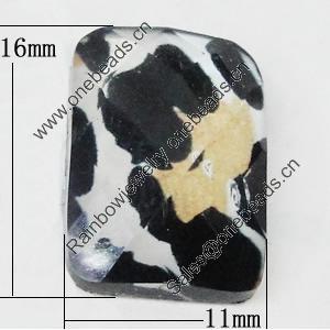 Resin Cabochons, No-Hole Jewelry findings, Faceted Rectangle 11x16mm, Sold by Bag  