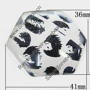 Resin Cabochons, No-Hole Jewelry findings, Polygon 41x36mm, Sold by Bag  