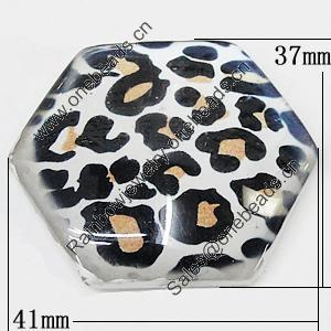 Resin Cabochons, No-Hole Jewelry findings, Polygon 41x37mm, Sold by Bag  