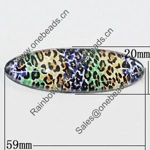 Resin Cabochons, No-Hole Jewelry findings, 59x20mm, Sold by Bag  