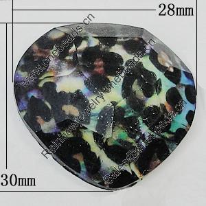 Resin Cabochons, No-Hole Jewelry findings, 30x28mm, Sold by Bag  