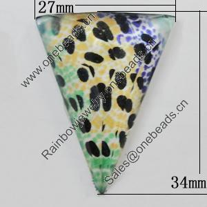 Resin Cabochons, No-Hole Jewelry findings, Faceted Triangle 34x27mm, Sold by Bag  